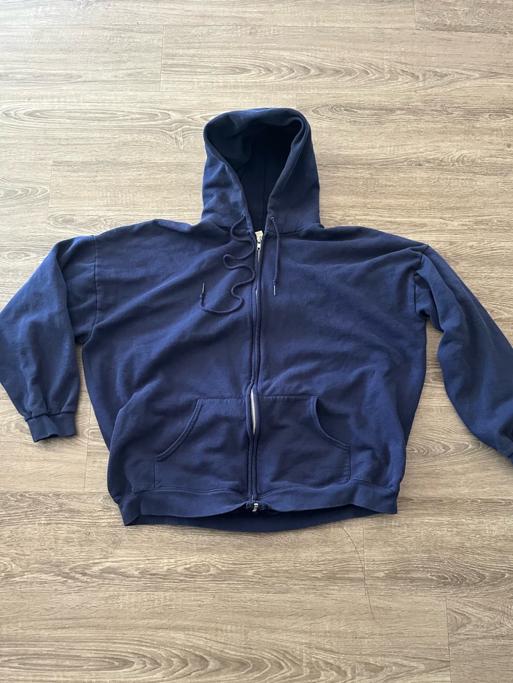 Vintage Cheetah Mens 2XL Navy Full Zip Hoodie USA Made Cotton Blend 1990s Solid